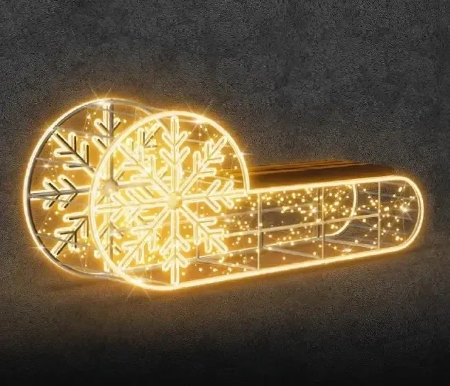Eco Fix 3D LED světelné sáně, 53 × 100 × 230 cm, teple bílá, stojící, hliník