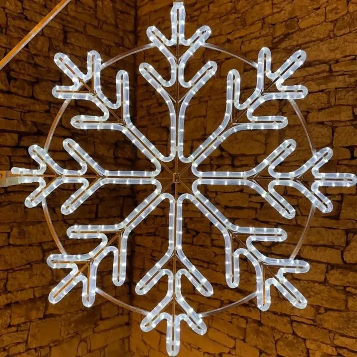 Easy Fix 2D LED světelná vločka II, Ø 80 cm, ledově bílá 3D tisk, sada na veřejné osvětlení, hliník