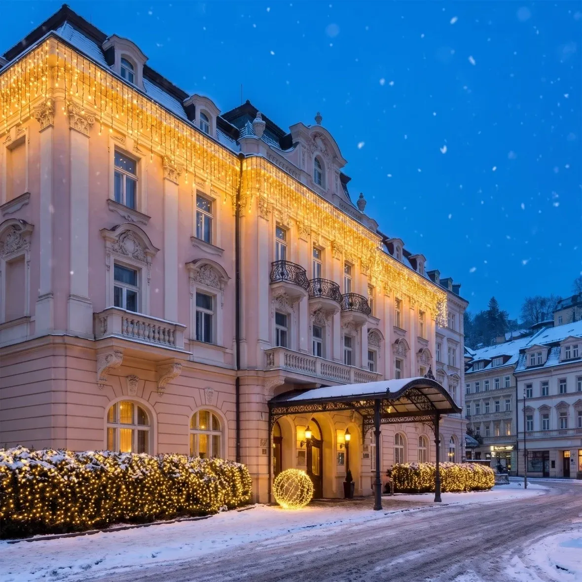 Vánoční sada Třpytivá fasáda pro hotely, lázeňský hotel v karlovarském stylu