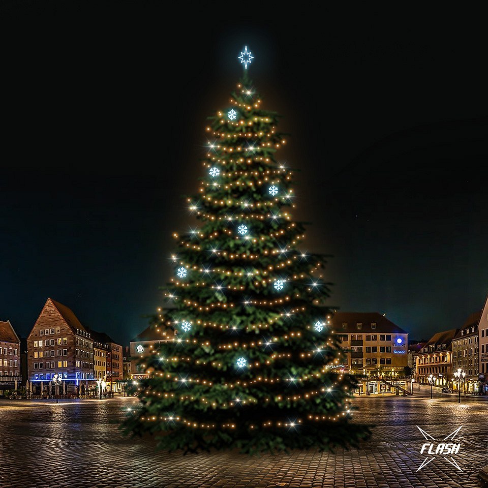 LED fényszett karácsonyfához 21-23 m magas, meleg fehér, Flash, jég dekoráció DZX0EFD01