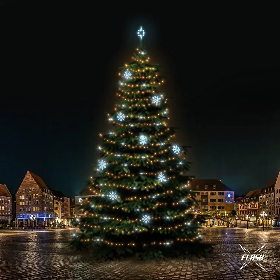 LED fényszett karácsonyfához 21-23 m magas, meleg fehér, Flash, jég dekorációval DZX0EFD08
