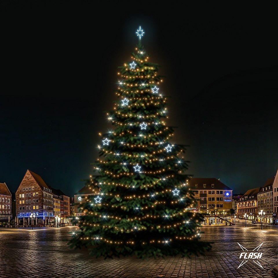 LED fényszett karácsonyfához 21-23 m magas, meleg fehér, Flash, jég dekorációval DZ115S1
