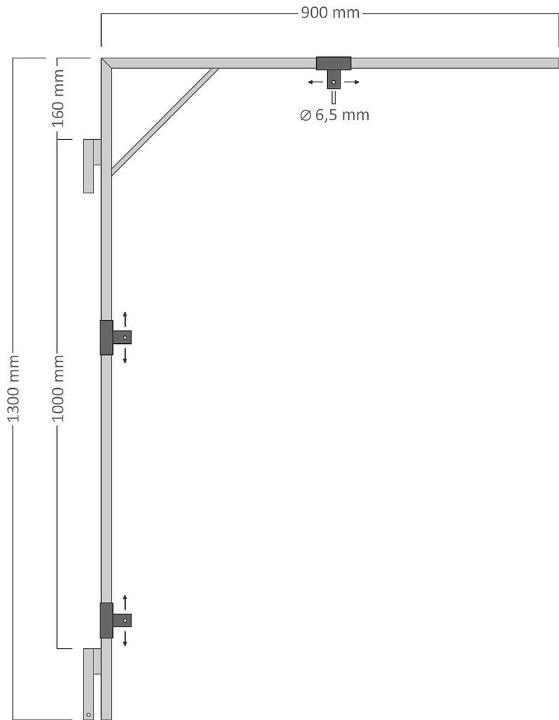 Motívumtartó VO oszlopokhoz, 90 - 130 cm (max.), 90 x 130 cm, 2x U20S-hez