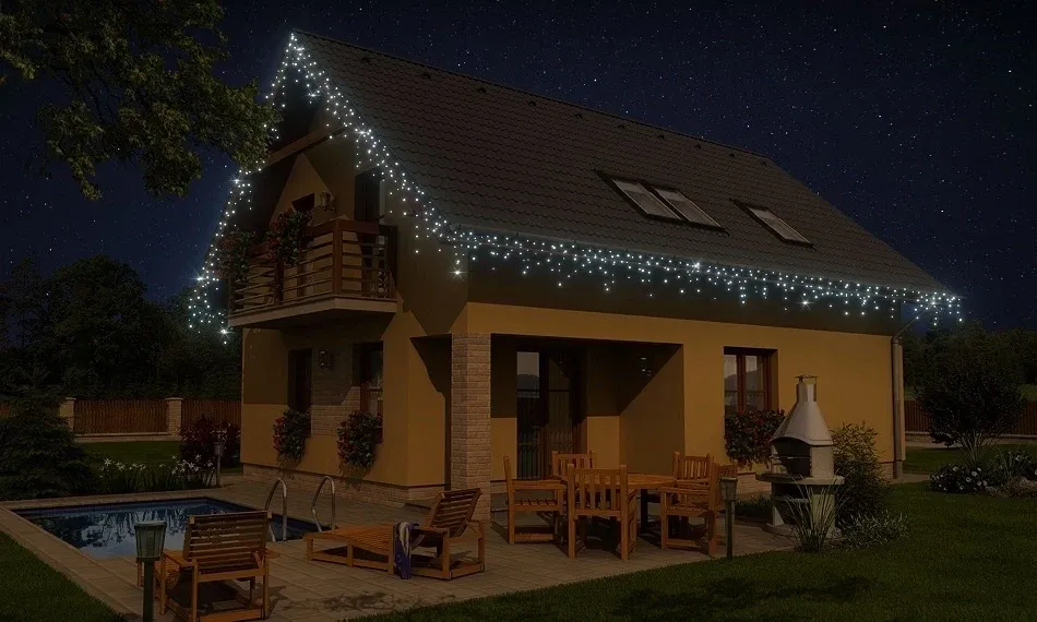 LED világító szett házhoz, 9+1 ingyenes, jeges fehér, fekete kábel, Easy Fix, IP67