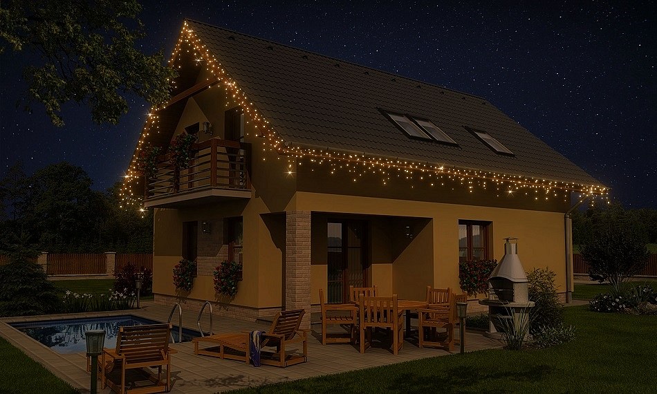LED világító szett házhoz, 9+1 ingyenes, meleg fehér, fekete kábel, Easy Fix, IP67