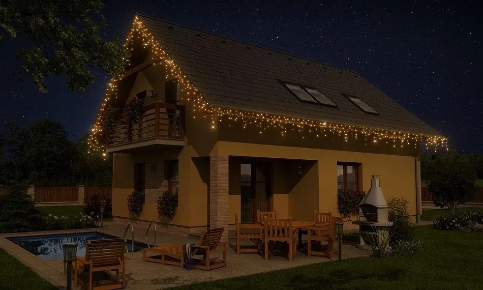 LED világító szett házhoz, 9+1 ingyenes, meleg fehér, fekete kábel, Easy Fix, IP67