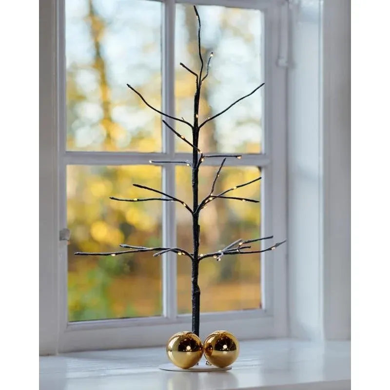 _Letöltött LED fa fény, barna, havas, 50 cm-es
