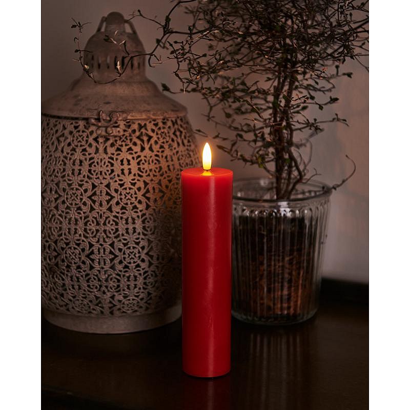 _Letöltve Viasz LED gyertya Sille, 20cm, piros, átmérő 5 cm