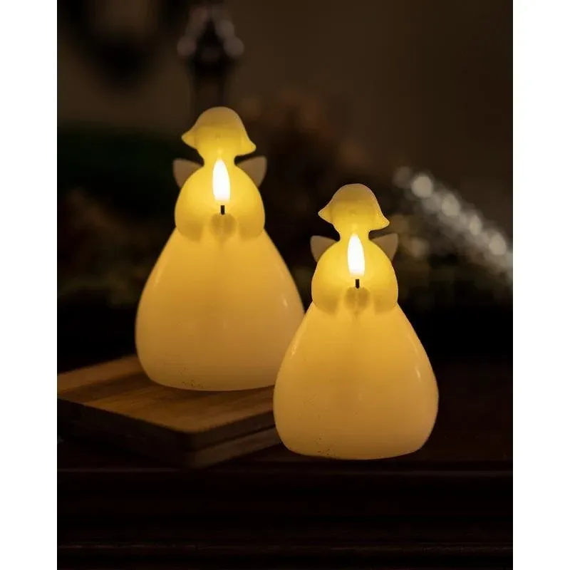_Letöltés Viasz LED angyal, fehér, 15 cm