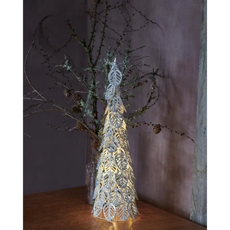 _Letöltött LED-es favilágítás, ezüst, 43cm