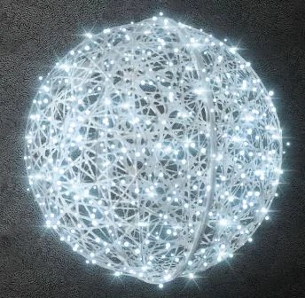 3D LED fénygömb, 160 cm d.p.m., jeges fehér