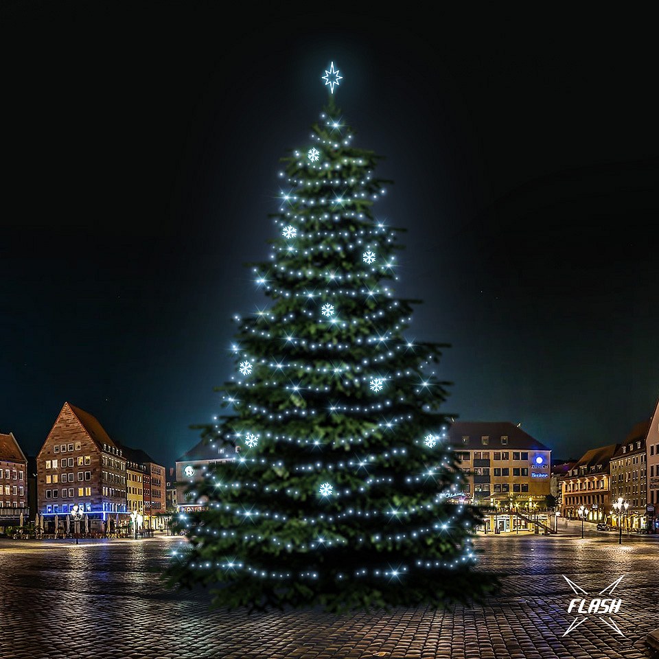 LED fényszett fákhoz 21-23m magas, jeges fehér, villanófénnyel, dekorációk DZX0EFD01
