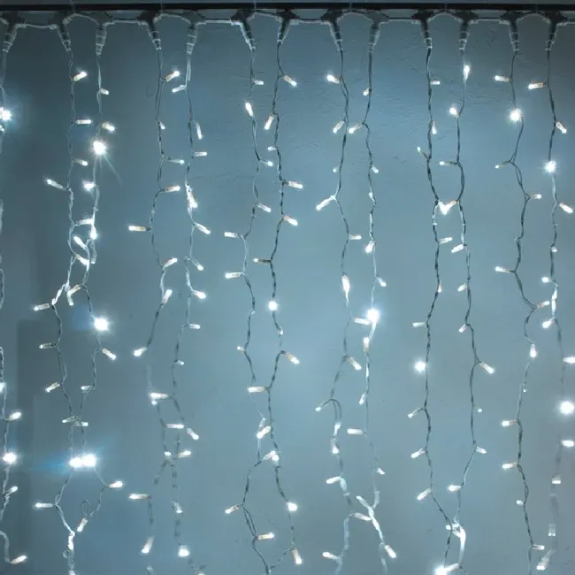 Kivitelezés_Easy Fix LED kültéri fényfüggöny, 100 × 150 cm, jégfehér, fehér kábel, IP44, összekapcsolható