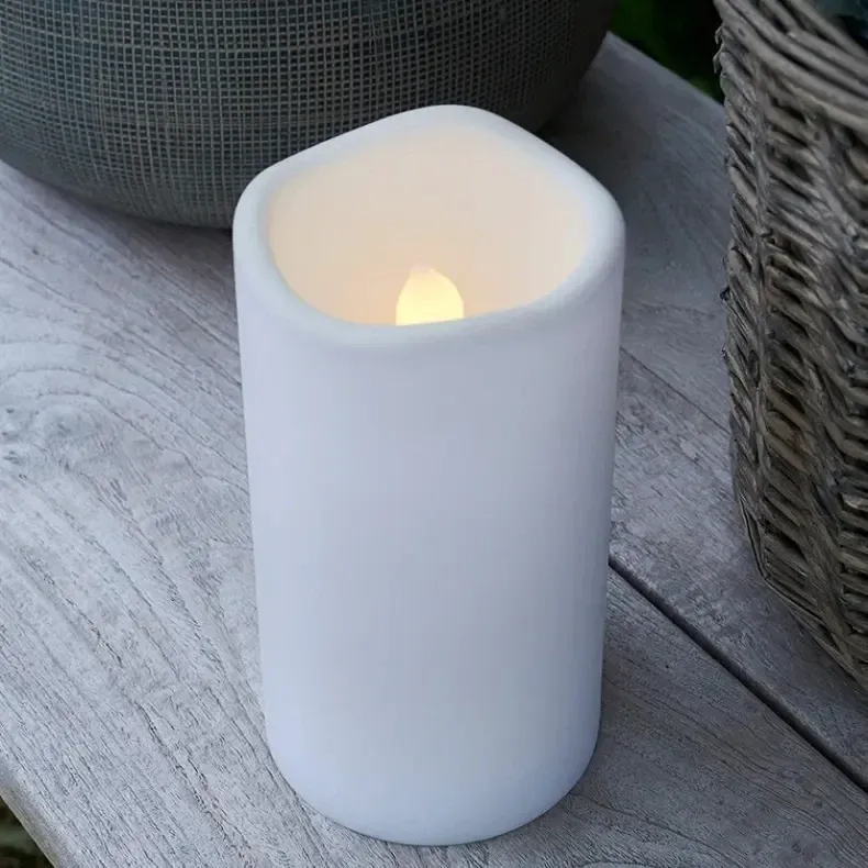 _Letöltött kültéri LED gyertya, 20 cm, fehér