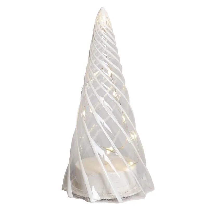 LED-es fényfa, üveg, 23,5 cm, átlátszó