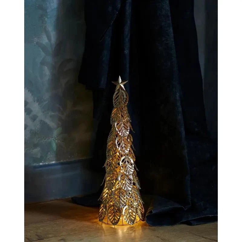 _Letöltött LED-es fa fény, arany, 43cm