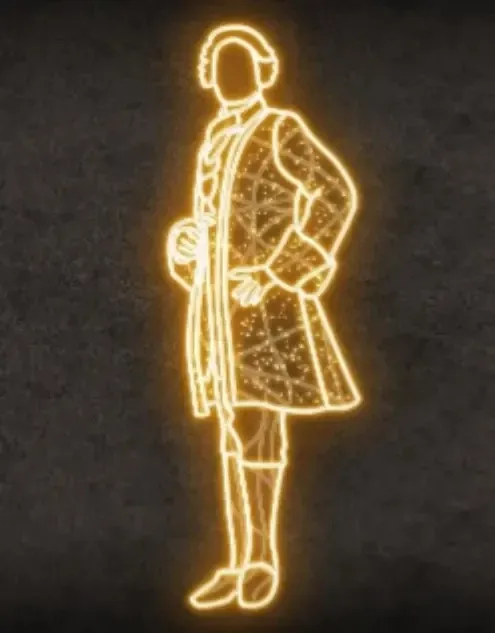 Eco Fix 2D LED világítású barokk férfi figura, 75 × 220 cm, meleg fehér, álló, 3D nyomtatás, 3D nyomtatás
