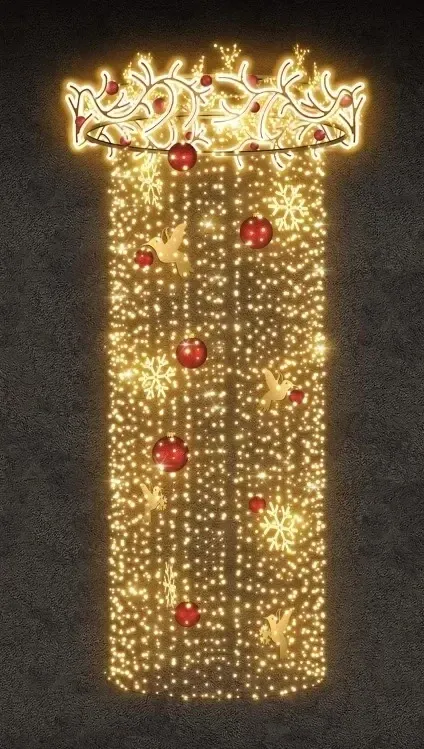 LED csillár, 155 x 590 x 155 cm, meleg fehér, 230V, 210W, 35,5 kg, 3 részből álló, 35,5 kg, 3 db