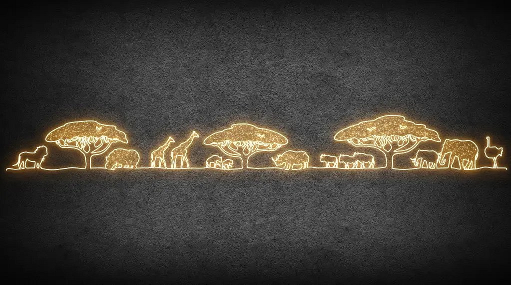 Eco fix 2D LED-es afrikai csendélet, 1200 × 135 cm, meleg fehér, álló, 3D nyomtatás, alumínium, 3D nyomtatással