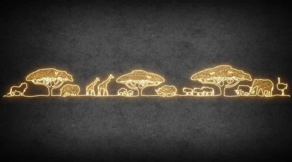 Eco fix 2D LED-es afrikai csendélet, 1200 × 135 cm, meleg fehér, álló, 3D nyomtatás, alumínium, 3D nyomtatással