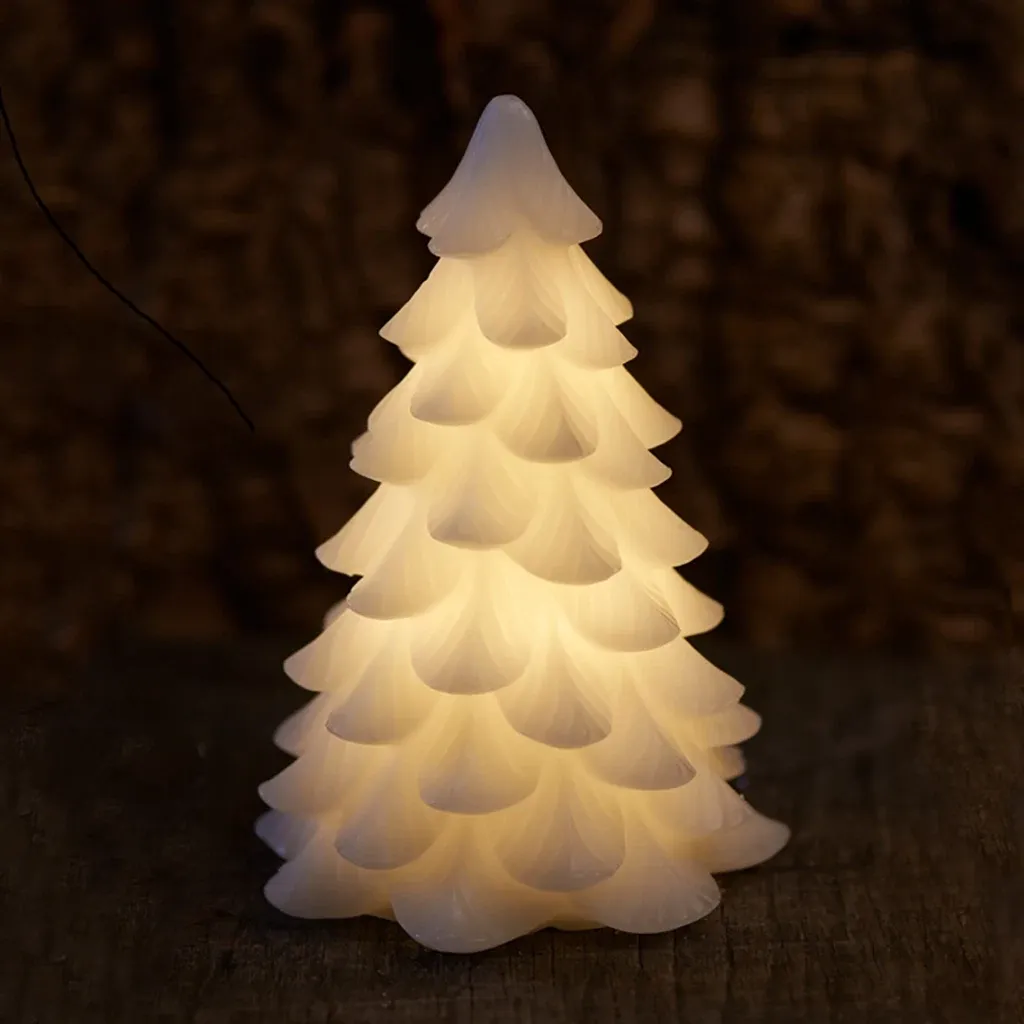 _Letöltött LED gyertya valódi viaszfából, fehér, 16 cm-es