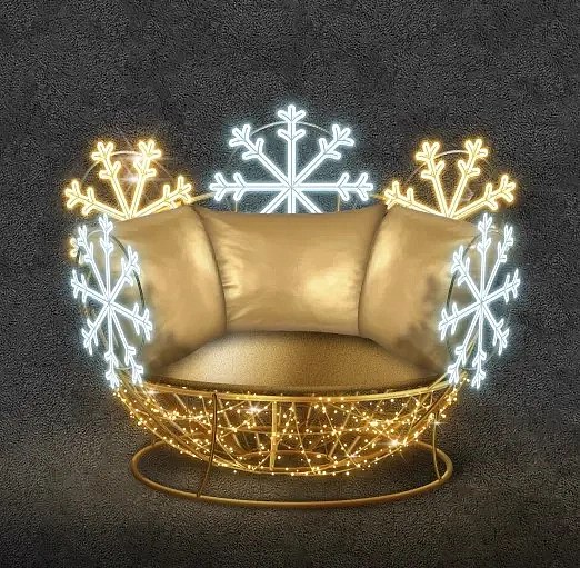 3D LED-es világító szék, 150 × 160 × 150 cm, meleg és jeges fehér, 36 V, 41,4 W, 37,9 kg