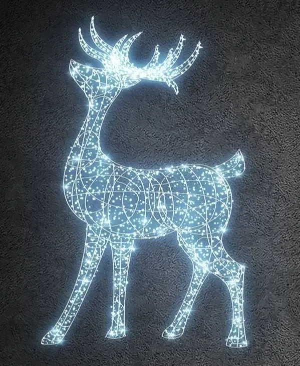 Eco Fix 3D LED fényszarvas, 280 × 260 × 100 cm, jégfehér, alumínium