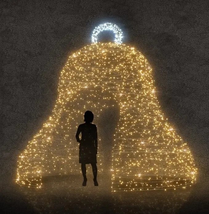 3D LED-es fénycsengő, átjárható, 370 cm, meleg fehér, 8 részből készült