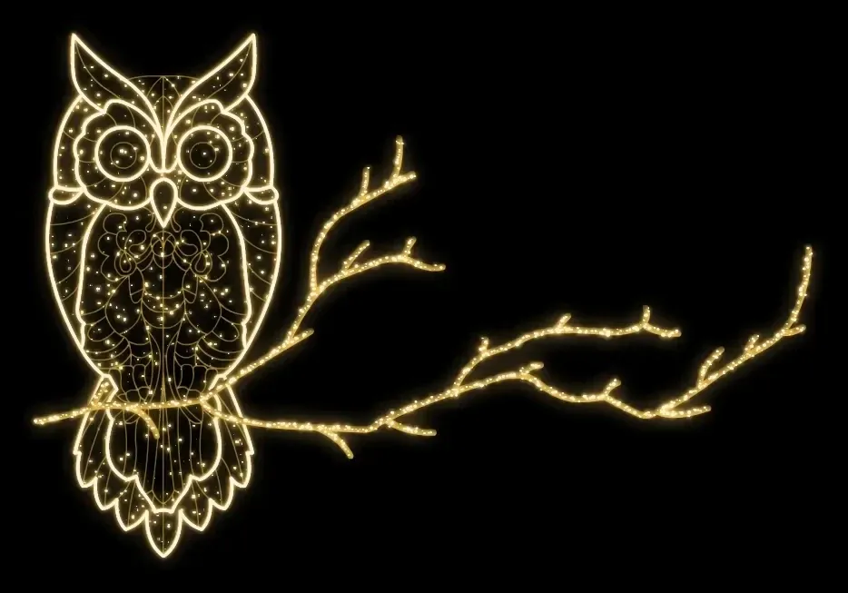 Eco Fix 2D LED-es világító bagoly ágon, lógó, 220 × 145 × 3 cm, meleg fehér, alumínium, DZ1195WS1