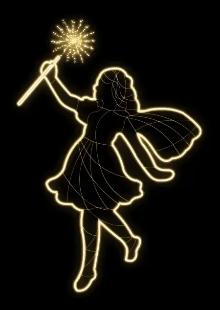 Easy Fix 2D LED fénytündér, 135 × 185 × 60 cm, meleg fehér, álló, 3D nyomtatás, 3D nyomtatás