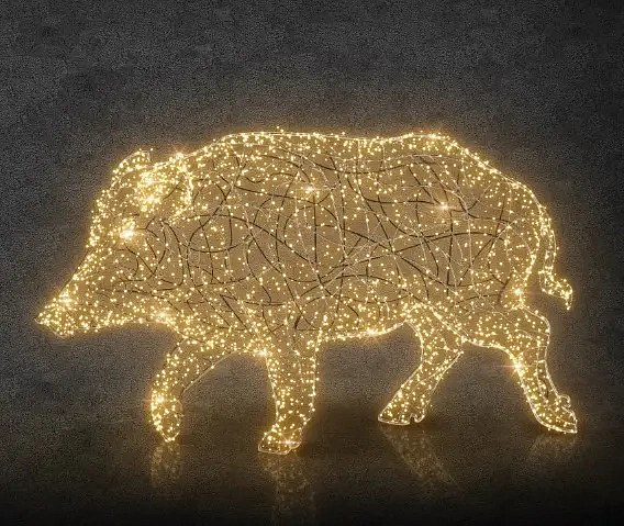 Eco Fix 3D LED-es fényes vaddisznó, 130 cm, jégfehér, alumínium