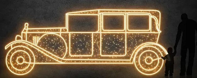 Eco Fix 2D LED-es világító autó Tatra 31, 455 × 187 × 60 cm, meleg fehér, álló, 3D nyomtatás, 3D nyomtatás