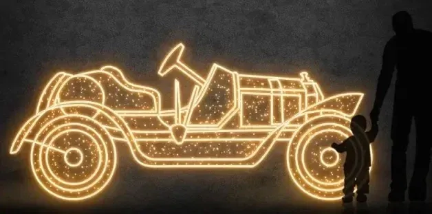 Eco Fix 2D LED világító autó Laurin-Klement FC, 335 × 150 × 60 cm, meleg fehér, álló, 3D nyomtatás, 3D nyomtatás
