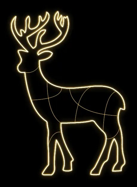 Eco Fix 2D LED fényszarvas, 160 × 287 × 60 cm, meleg fehér, álló, 3D nyomtatás, alumínium, 3D nyomtatás, meleg fehér