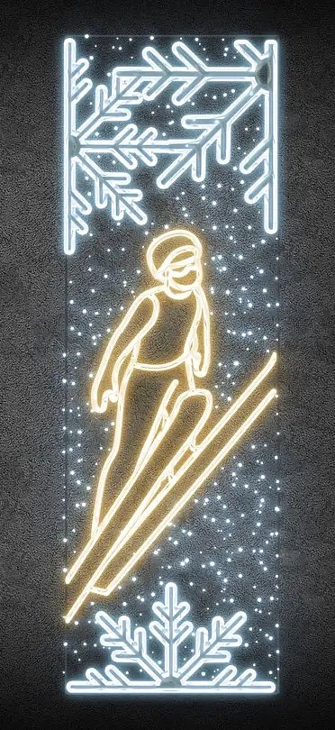 Easy Fix 2D LED-es világító banner síugró, 80 × 247 cm, meleg és jeges fehér, dekoráció közvilágításhoz, alumínium