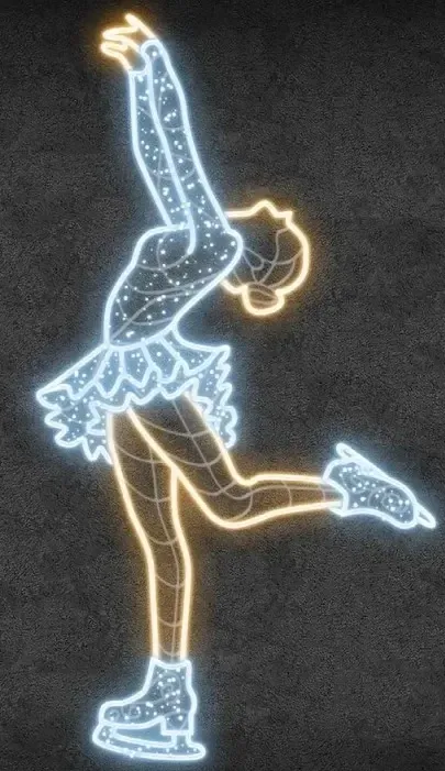 Easy Fix 2D LED-es fénydekoráció, korcsolyázó II, 130 × 243 × 3 cm, meleg és jeges fehér, lógó, 3D nyomtatás