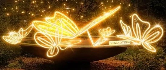 LED fényszökőkút, 300 x 100 x 300 cm, meleg fehér színű