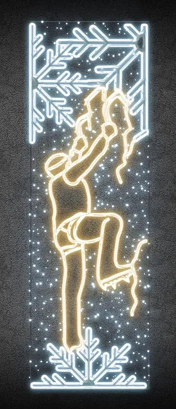 Easy Fix 2D LED-es 2D LED-es fénybanner mászóka, 95 × 255 × 50 cm, meleg és jeges fehér, közvilágítási dekoráció, alumínium