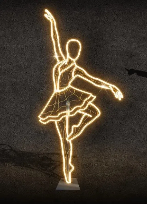 Eco Fix 2D LED fénydekoráció, balerina I., 124 × 247 × 3 cm, meleg fehér, lógó, 3D nyomtatás, 3D nyomtatás