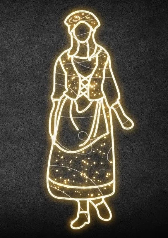 Eco Fix 2D LED fénydekoráció, selkie I., 80 × 202 × 4 cm, meleg fehér, lógó, 3D nyomtatás, 3D nyomtatás