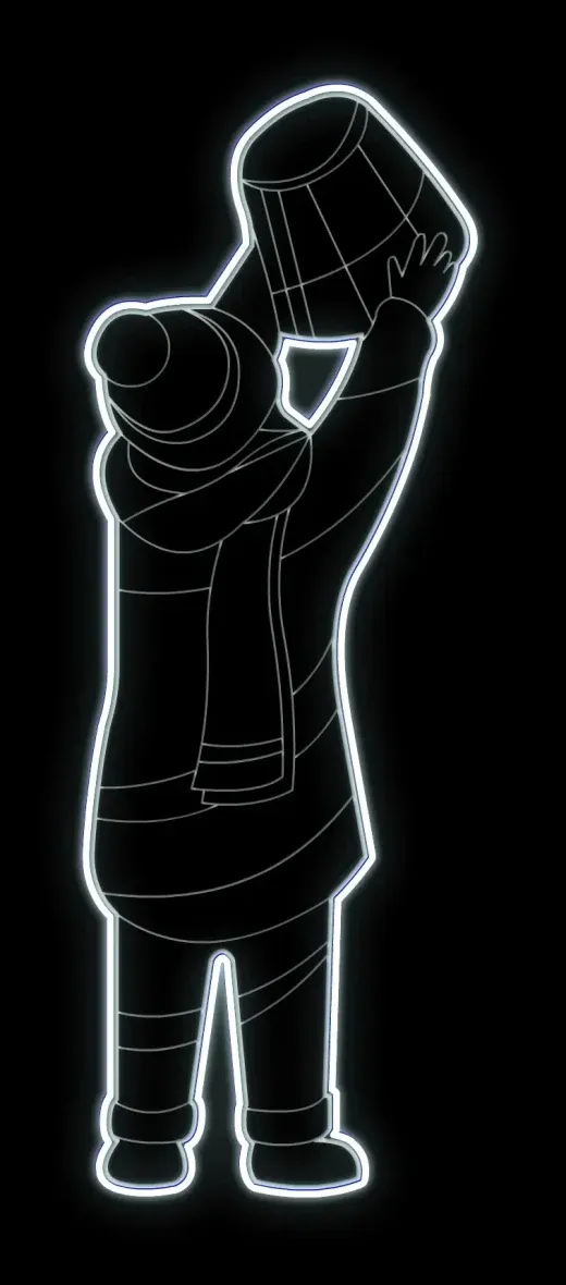 Eco Fix 2D LED fénydekoráció, gyermek II, 60 × 170 × 3 cm, jégfehér, lógó, 3D nyomtatás, 3D nyomtatás