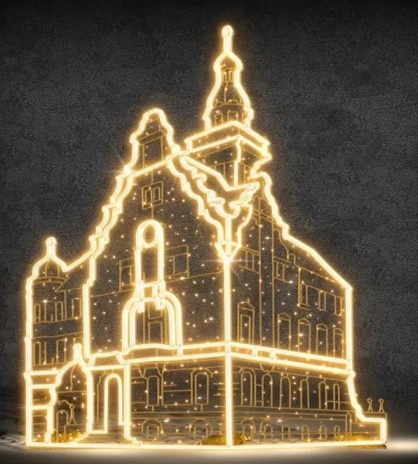 2D LED-es városháza fény, 256 × 298 cm, meleg fehér, álló, 3D nyomtatás