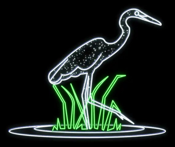 Easy Fix 2D LED-es világító kócsag, jeges fehér, 135 × 140 × 60 cm, álló, 3D nyomtatás, alumínium