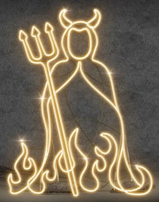 2D LED-es világítótest lucifer, 128 × 165 cm, melegfehér, álló, álló
