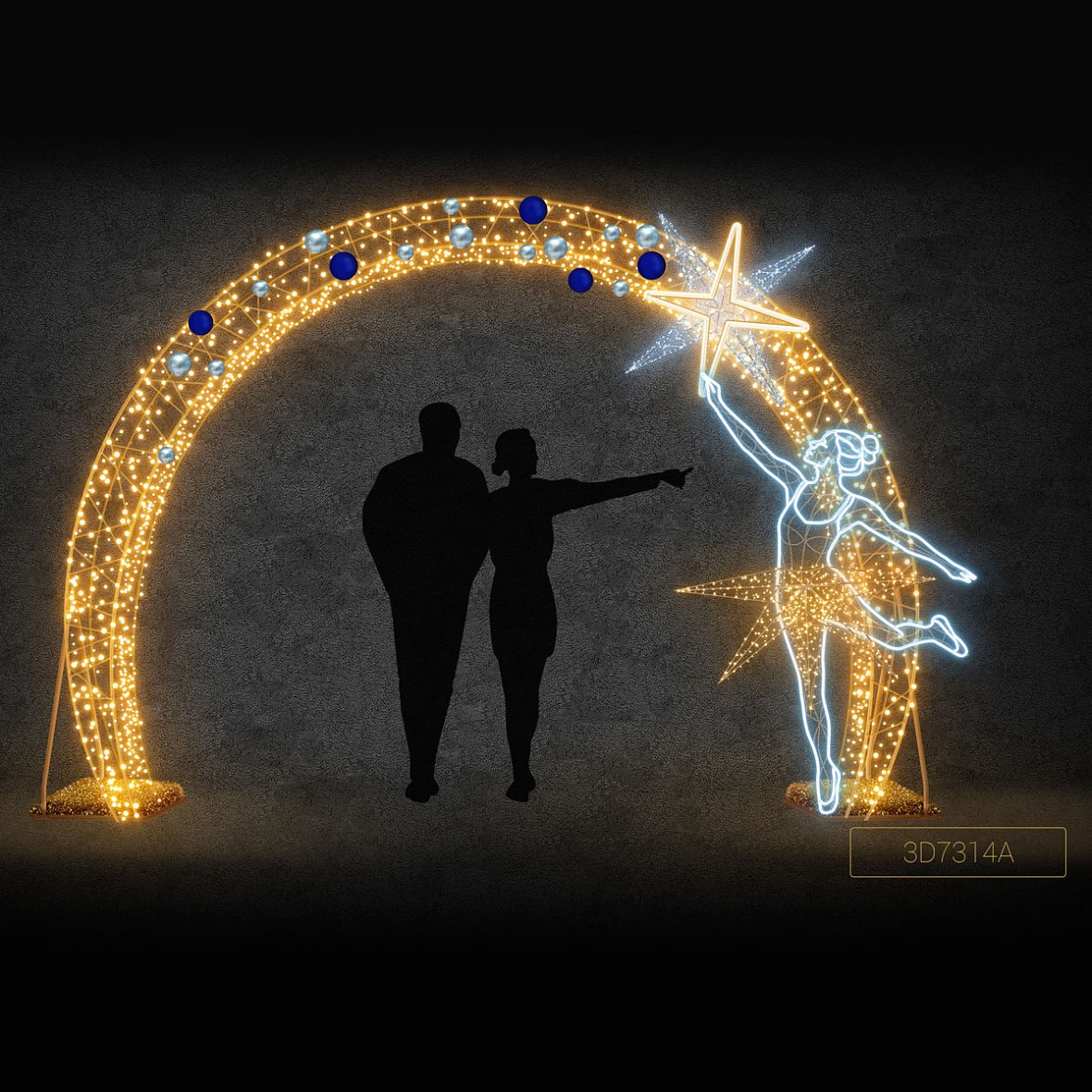 Eco Fix 3D LED-es fénykapu, 400 × 400 × 50 cm, meleg és jeges fehér, alumínium, alumínium