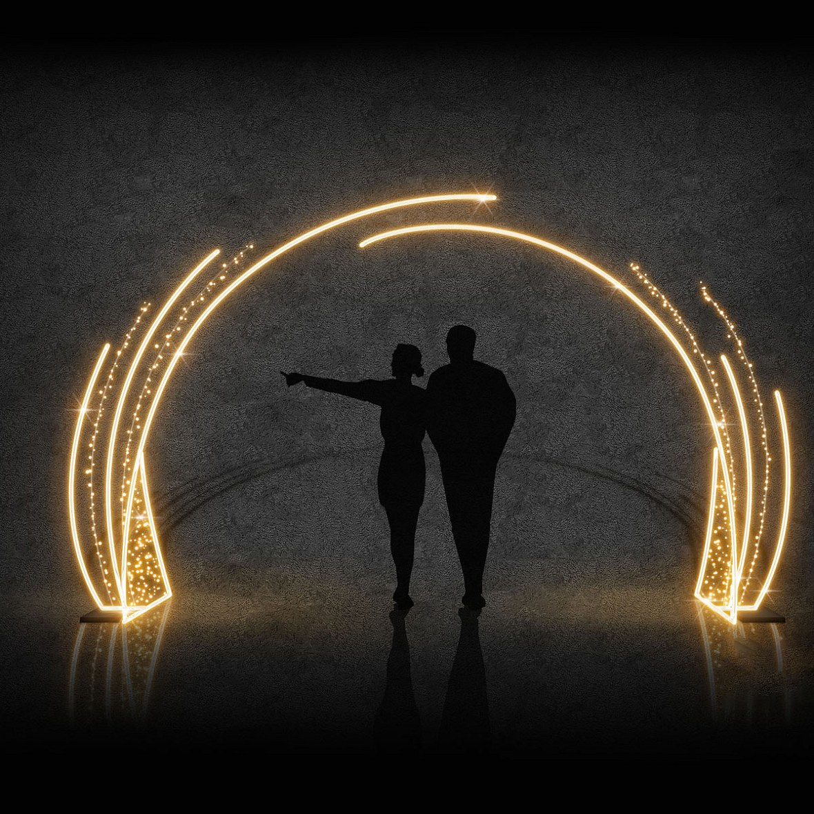 Easy Fix 3D LED-es fénykapu, 490 × 265 cm, meleg fehér, álló, alumínium, állva