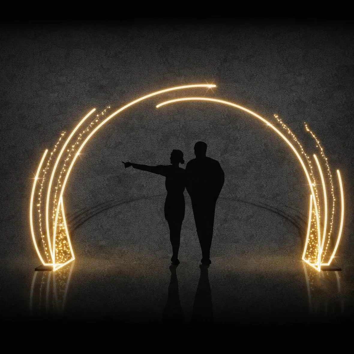 Easy Fix 3D LED-es fénykapu, 490 × 265 cm, meleg fehér, álló, alumínium, állva