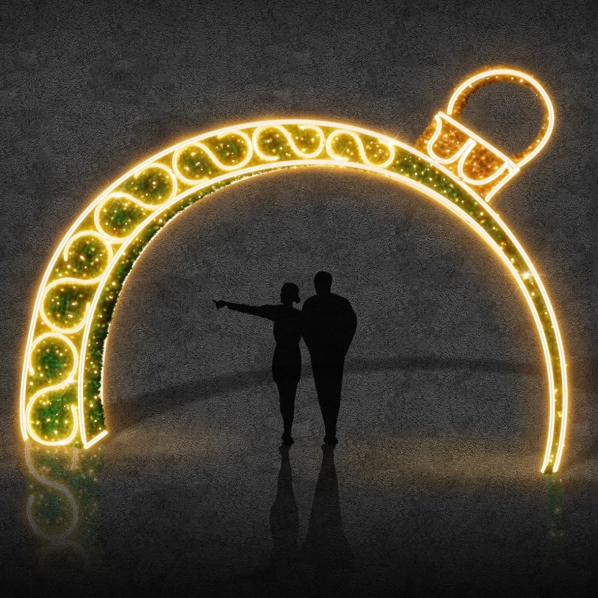 Easy Fix 3D LED-es fénykapu dísz zöld, 500 × 285 cm, meleg fehér, villanófénnyel, álló, alumínium, állva