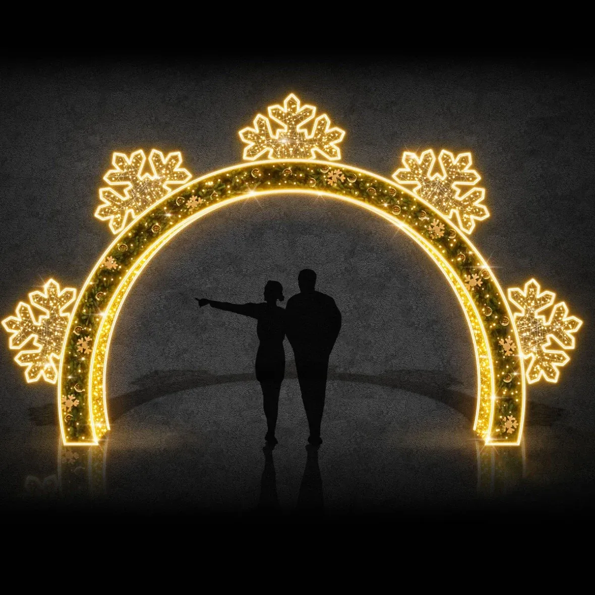 3D LED félpehely fénykapu, 500 × 450 cm, melegfehér, alumínium