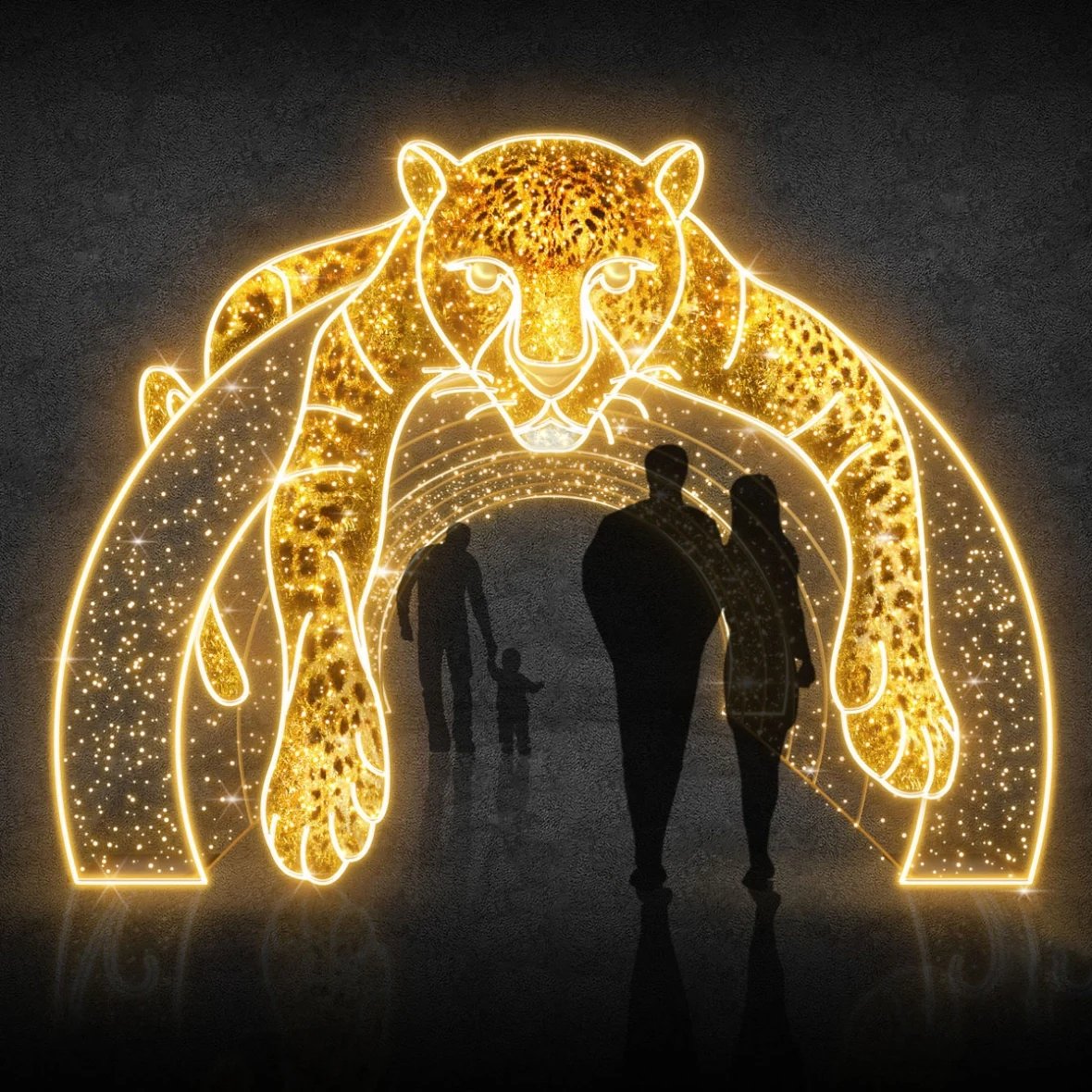 Eco Fix 3D LED fénykapu Leopárd, 490 × 370 cm, meleg fehér, alumínium